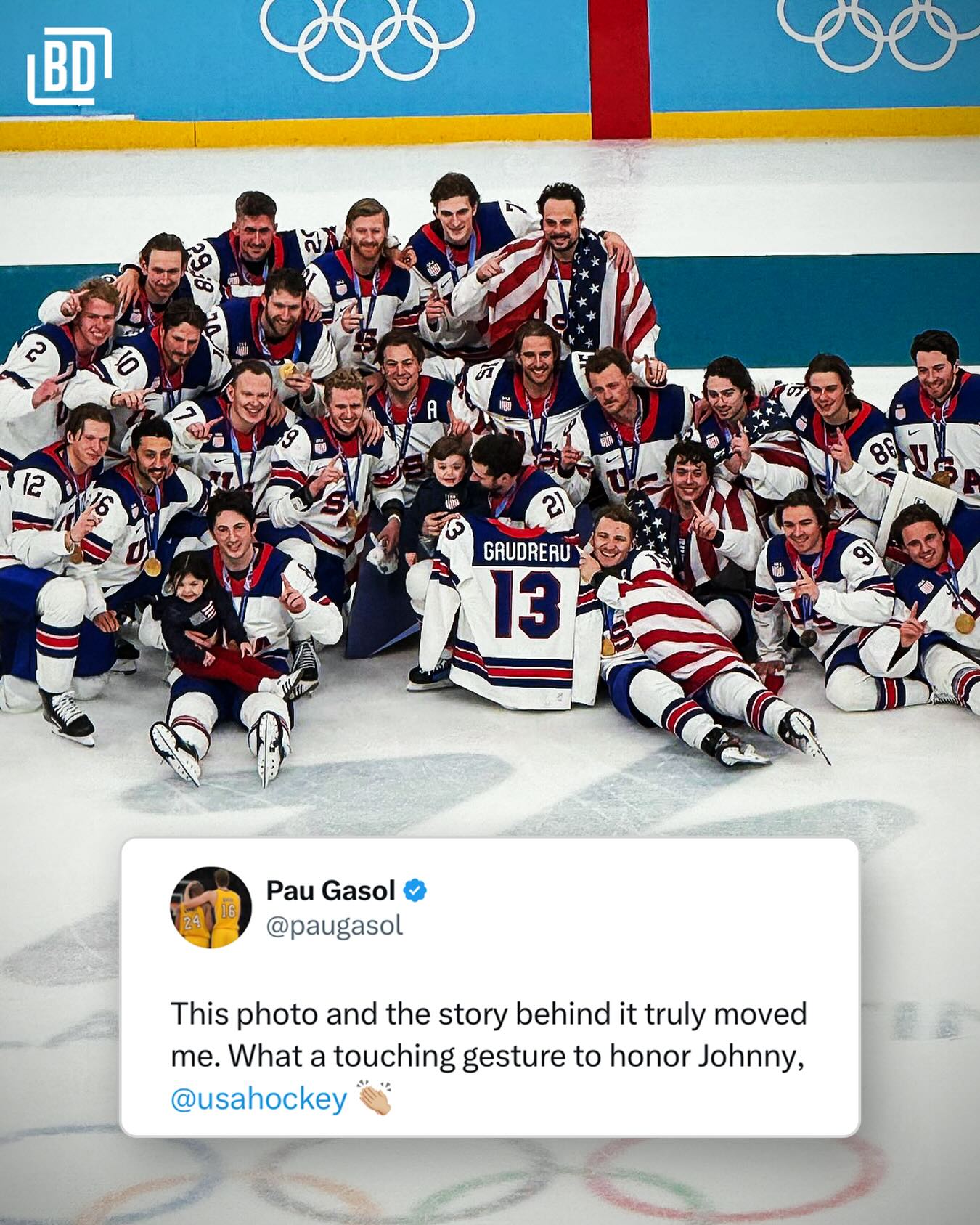 Former NBA player Pau Gasol on Team USA’s touching tribute to Johnny Gaudreau. #MilanoCortina2026