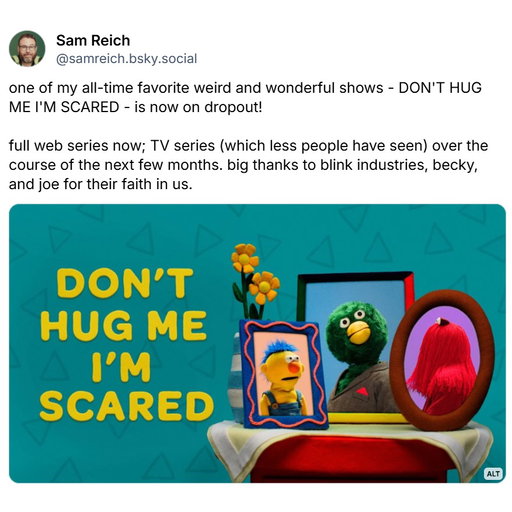 A word from @samreich about @officialdhmis and the future of licensed-content on Dropout 💛

#donthugmeimscared #dhmis #dropout #samreich