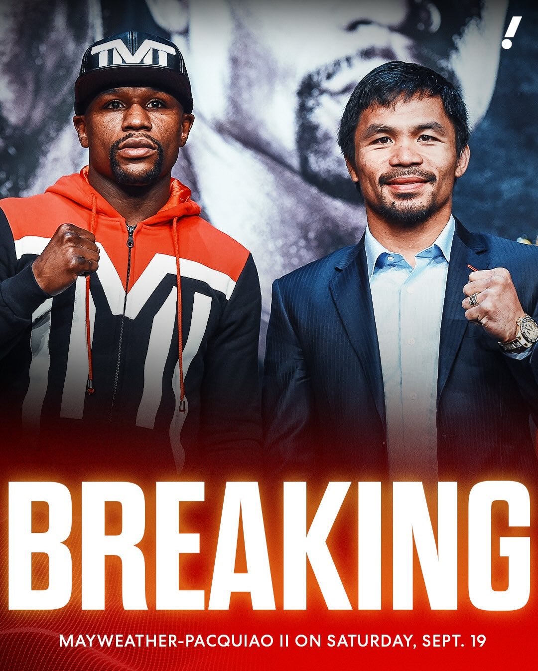 BREAKING: Floyd Mayweather and Manny Pacquiao will be fighting in a rematch in the first-ever professional boxing match at Sphere in Las Vegas on Saturday, September 19.

The fight will be broadcasted globally on Netflix.

(Via @netflix)