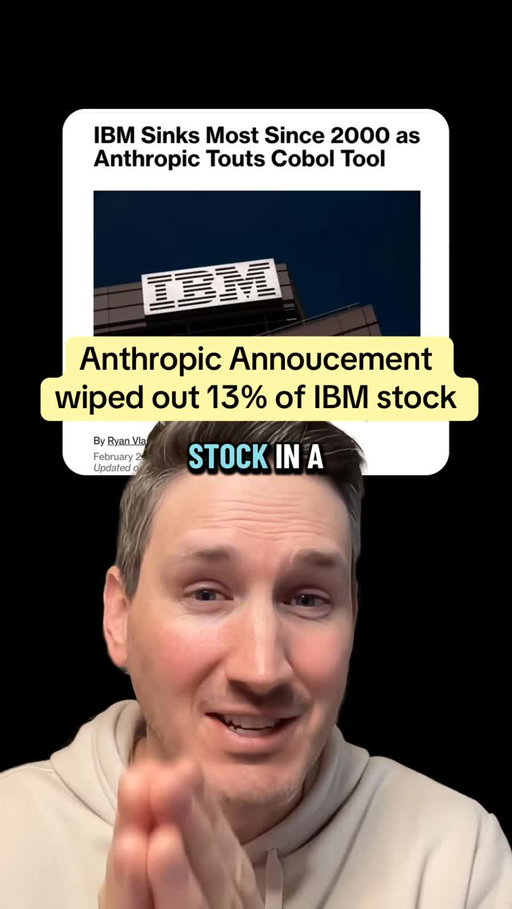 Anthropic published a blog post this morning. IBM lost 13% by close. Worst day in 25 years.

Claude Code can now automate COBOL modernization. That’s the legacy code running 95% of ATMs, most banks, airlines, and government systems.

This used to take armies of consultants and years of work. Anthropic says AI does it in quarters.

IBM is down 27% this month. That’s their worst month since 1968.

This is the third time in a month that one Anthropic announcement has tanked an entire sector.

Every legacy business model is one blog post away from a bad day.
#ai #ainews #anthropic