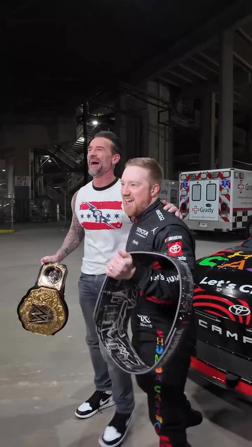 The WINNER of the Daytona 500 @tyler_reddick arrives in style with the WrestleMania Title AND is joined by World Heavyweight Champion @CMPunk ! @chumba.casino | @23xiracing 🏎️🔥👏

Disclaimer:
NO PURCHASE NECESSARY. VGW Group. Void where prohibited by law. See T&Cs. 21+. Sponsored by Chumba Casino.
