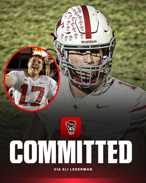 Four-star 2027 QB Gunner Rivers, son of Philip Rivers, has committed to NC State, a source confirmed to Eli Lederman.

(📸 @ColeMcnanna7)