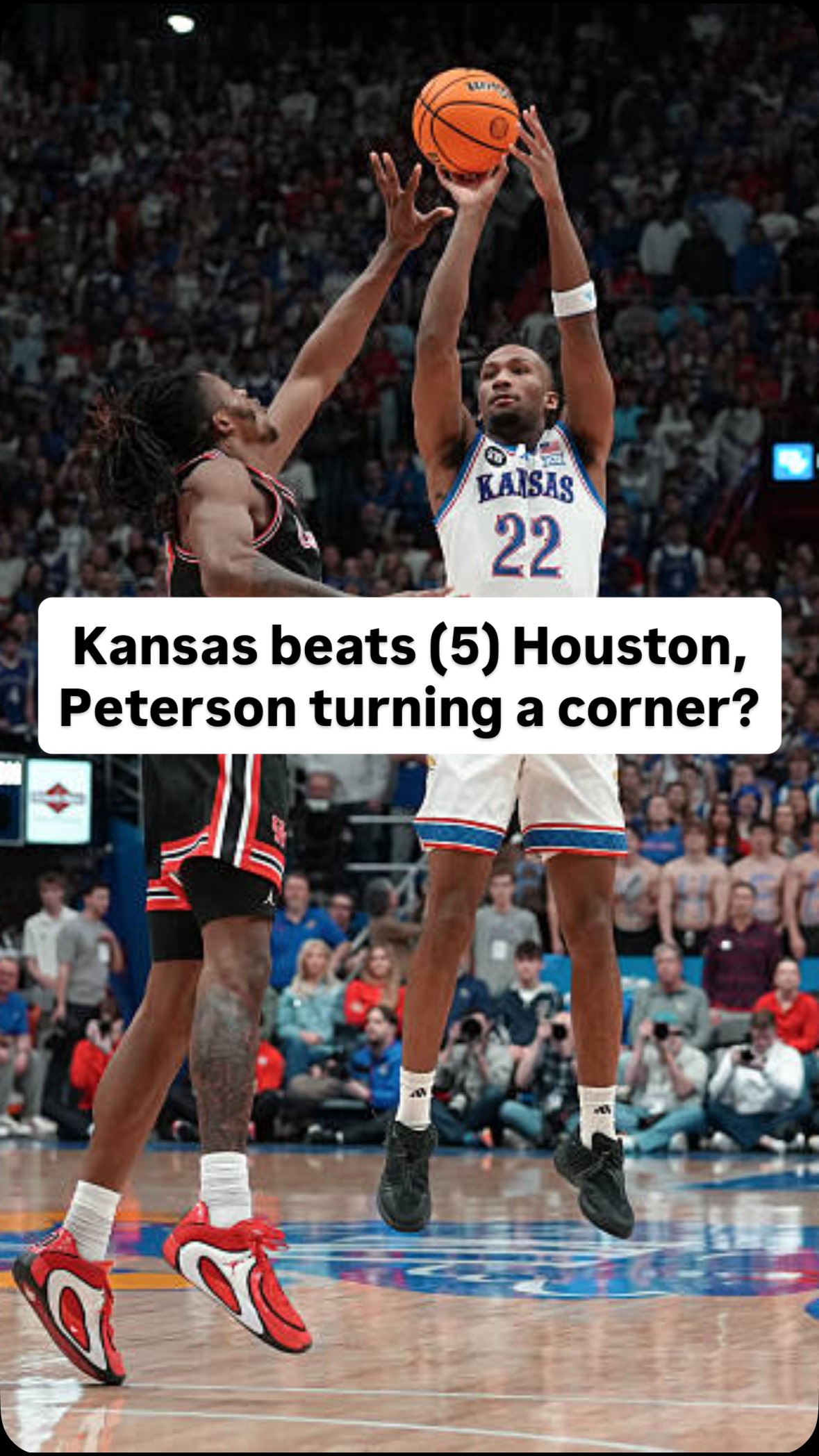 Darryn Peterson played 30 minutes and fit in as Kansas beats 5th ranked Houston #kansasbasketball #darrynpeterson #collegehoops #collegebasketball