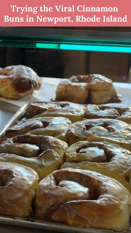 The cinnamon buns at @codoughbakery are exactly what you want them to be. (Filmed before the Blizzard of ‘26 ☃️) It was the perfect amount of icing juices for me. Find Co Dough inside Market on Broadway in Newport, Rhode Island. Get there early! A line was forming and we got there at 8:15 on a Friday. They start serving at 8:30.