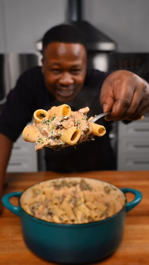 Mushroom and Bacon rigatoni

This was very tasty!! The roasted mushrooms and bacon are a perfect combination for the cream sauce. This comes together in about 25 minutes but tastes like you spent hours in the kitchen. 

Recipe,

Ingredients 
2 pints Mushrooms - portobello and button
2 cups diced Bacon
1 large white Onions
3 cloves Garlic
2 cups Heavy cream
1 cup Chicken broth
1 bunch Chives 
2 cups grated Parmesan cheese 
1 tablespoon Salt 
2 teaspoons black Pepper 
1/2 Lemon juiced 

Method,

In your large Dutch pot. Start by cooking your rigatoni pasta to the correct doneness based on the packaging instructions. Once cooked strain and set aside. In the same pot  Pat dry with paper towel place on medium heat and add your bacon. Allow this too fully cook and then remove from the pot and set aside. Add your sliced onion and let that cook for 2-3 minutes while stirring constantly. Next Add garlic and your sliced mushrooms. Season with salt and pepper and cook this down for 5 minutes while stirring occasionally. once cooked add your bacon back to the pot. Add your cream and broth and bring to a simmer. Once sauce begins to thicken 3-4 minutes. Turn heat off, add your Parmesan, chives, parsley and lemon juice. Finish by adding your cooked pasta and serve immediately! Enjoy. 

#onepotpasta #mushroombaconrigatoni #easyrecipes #poweredbynikon #torontochef
