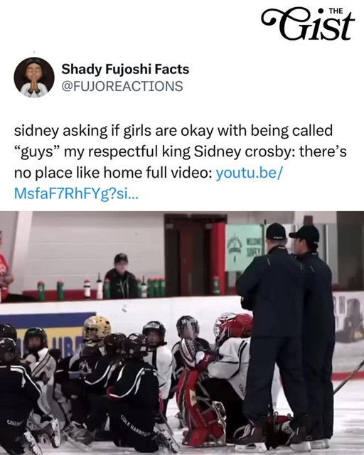 That's our captain. ♥️⁣
⁣
Just some feel-good content for your feed today.⁣
⁣
Team Canada captain Sidney Crosby asking the coaches what the girls prefer to be called during practice. 🥹⁣
⁣
This clip is from the Pittsburgh Penguins' "Sidney Crosby: There's No Place Like Home" on YouTube if you want to watch the full video. 📺⁣
⁣
(c/o @penguins )⁣
#menssports #hockey #sidneycrosby ⁣