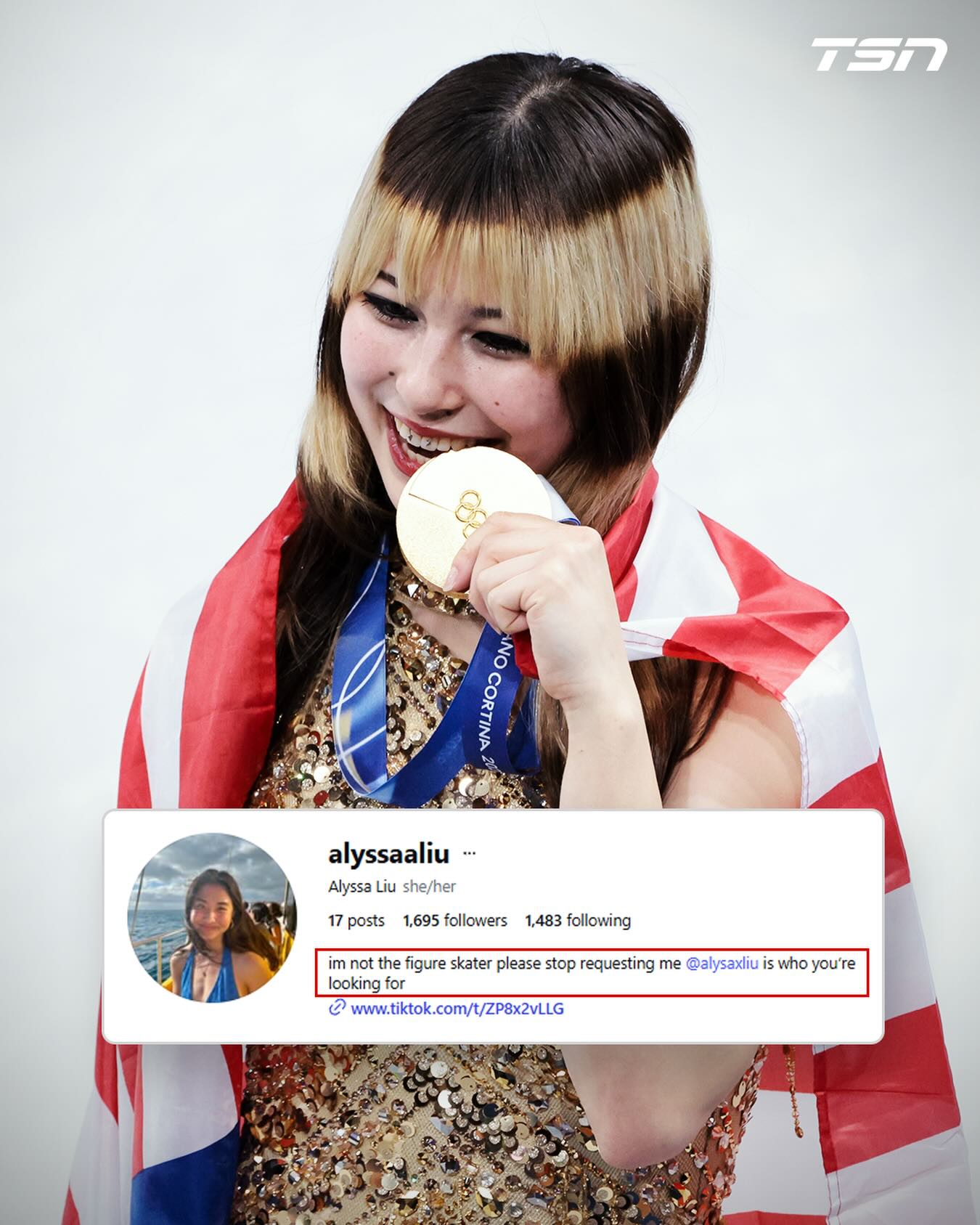 U.S. figure skater Alysa Liu has gained over 5 million Instagram followers, and the similarly-named Alyssa Liu has had to field a lot of unexpected profile traffic as a result. 😂

#MilanoCortina2026 (via @alyssaaliu)