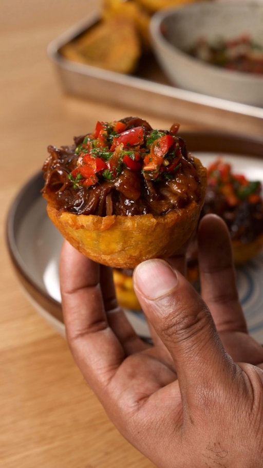 If I had a restaurant these would be on the menu under the apps! Slow braised oxtail filled into a crispy plantain cup and the Fresno pepper relish on top! Listen man a HIT! This full recipe will be on my substack.