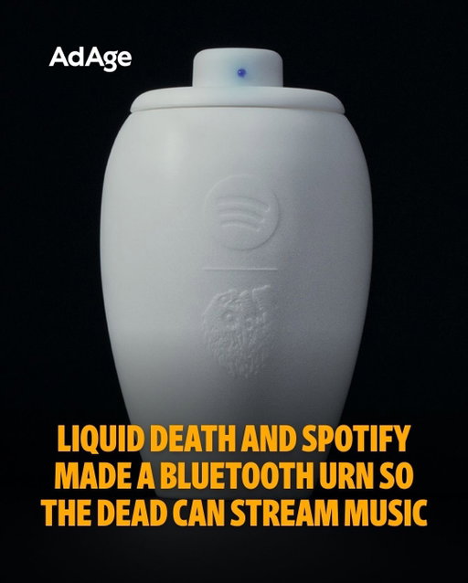 Now, the dead can really dance.

@liquiddeath has teamed up with @spotify for the grooviest bit of funeral merch yet: an urn equipped with a built-in wireless speaker so the deceased can still enjoy their jams into the afterlife. The limited-edition product goes on sale today through Liquid Death’s website and includes a digital experience on Spotify that helps users craft their “forever mix.”

📲 Read more on the Eternal Playlist Urn at the link in our bio. 🔗