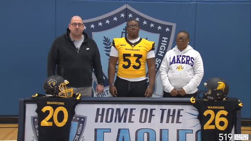 BIG MIKE IS GOING NEXT LEVEL ✍️

@bigmike_football is going from the Jr. Warriors to the OUA Warriors signing with @bertwarriorfball and @wlooftb for the 2026 season!

He made it official with family, friends, coaches and teammates in attendance @stmaryswcdsb 

FULL video on 519’s YouTube channel. 

#LocalSports #OUA #519Football