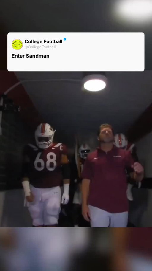 👉👉 follow @collegefootball for more

Virginia Tech Hokies football: The Loudest Entrance in College Football

Is this the greatest pregame atmosphere in CFB? 👇

Lights drop. Stadium shaking. Then the opening note hits.

Enter Sandman blasts through Lane Stadium and the entire place jumps in sync. 60,000+ people moving as one. Opponents trying to communicate with zero chance. It’s not just an entrance. It’s a warning. When Virginia Tech runs out of that tunnel, it feels like a playoff game no matter the record.

#VirginiaTech #Hokies #EnterSandman #LaneStadium #CollegeFootball #CFB #GameDay #FootballEdit