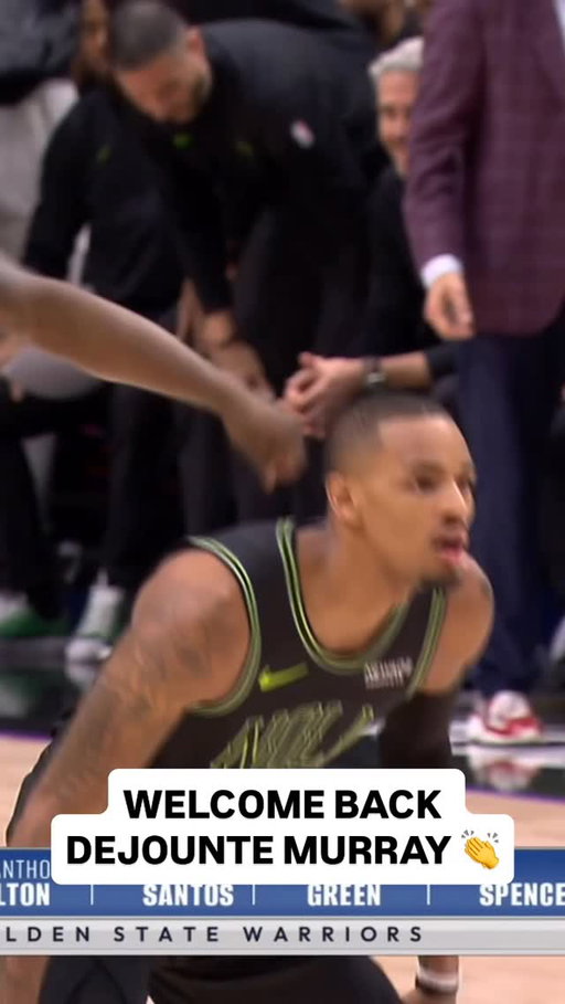 @dejountemurray returns from injury and scores his first basket of the season after a year long recovery! 🙌