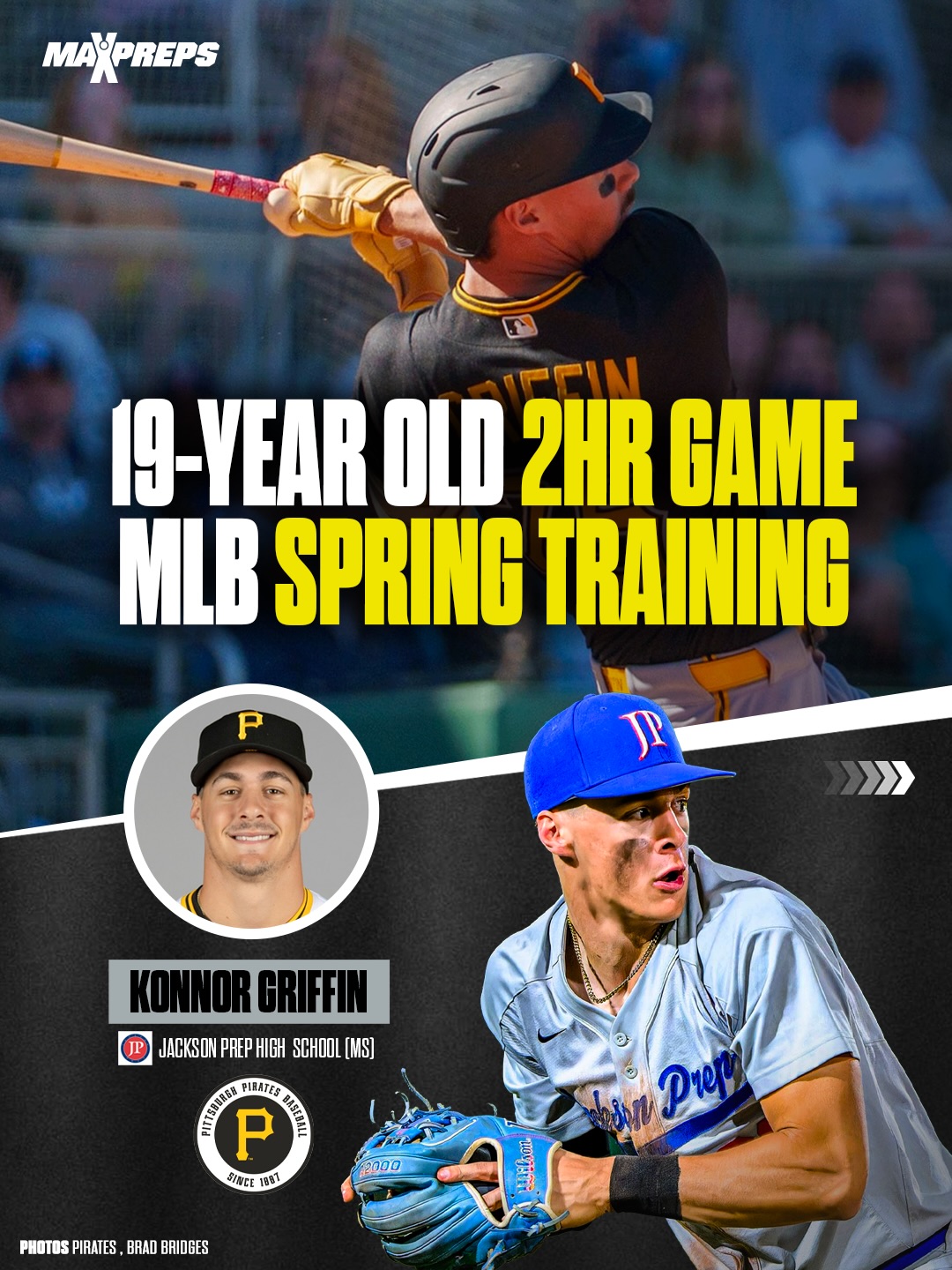 19-year old MLB prospect Konnor Griffin is going CRAZY already in the majors 😳⚾️

The MaxPreps 2024 National HS Baseball Player of the Year blasted 2 homeruns for the Pittsburg Pirates in Spring Training 📈

Griffin would be the first teenager to make his MLB debut since Ken Griffey Jr. in 1989 🤯

The former Jackson Prep High School (MS) star was selected as a MP All-American and put up big numbers during his 111-game high school career.

( via @mlbonfox )