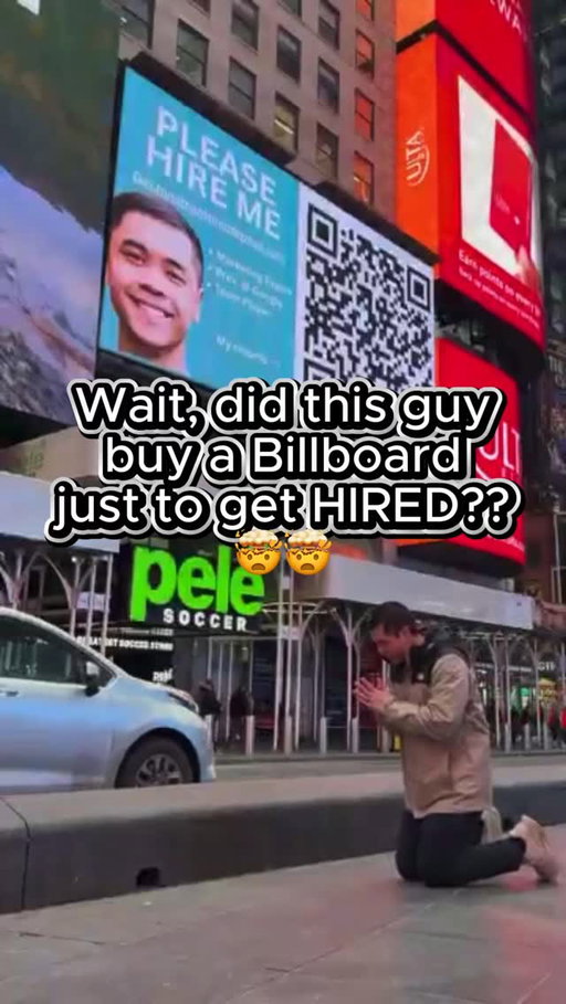 Job market so cooked that this guy needed to buy a billboard space to get hired 😢 #jobsearch #laidoff #resumetips #Wonsulting #fyp