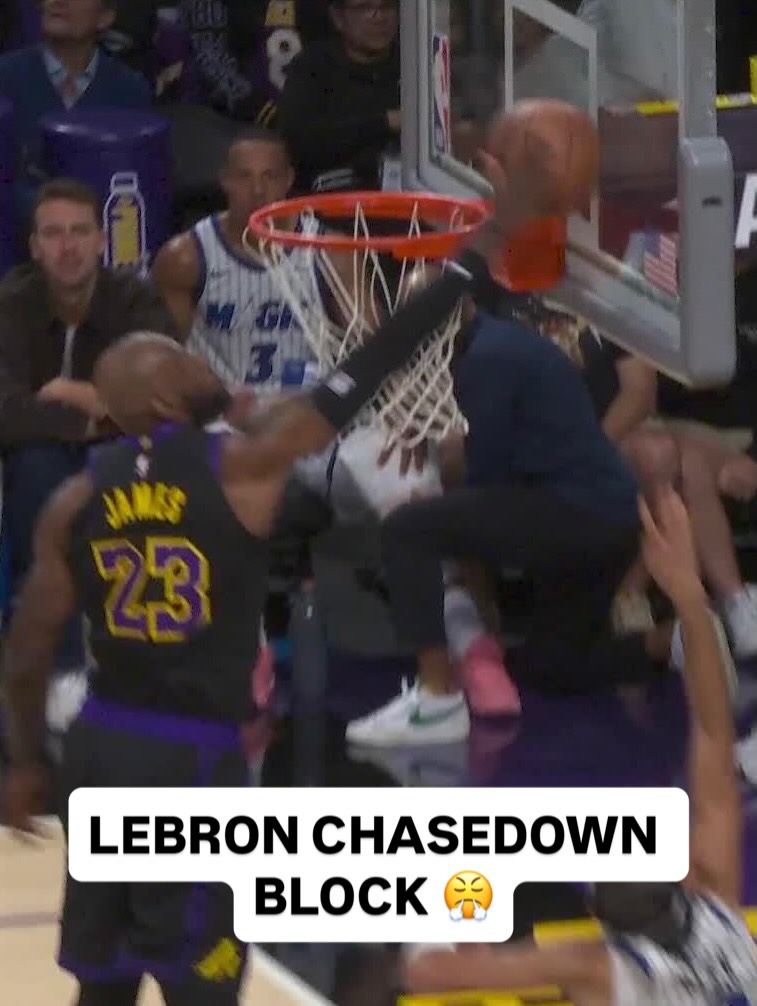 @kingjames hustles back on defense for the EMPHATIC chasedown block 👀 ORL/LAL on NBA League Pass <link in bio>