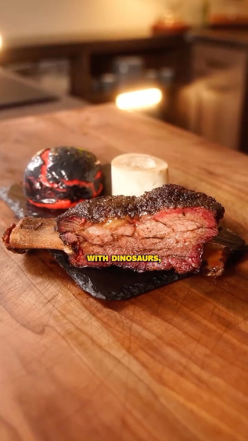 How many Dinosaurs did you count?🦕🌋
 
Not only did this meal look awesome but it tasted incredible as well. The sweetness of the bun and butter paired great with the richness of the meat! 

What themed meal should I make next?

👇 Full recipe:

🌋 LAVA BUNS INGREDIENTS:
🔸1.5 cups warm milk
🔸1 Tbsp melted butter
🔸2 Tbsp sugar
🔸1 Tsp salt
🔸2 Tsp instant dry yeast
🔸Red gel food coloring as needed
🔸3 cups all-purpose flour 

🪨 TOPPING:
▪️1 1/4 cup rice flour
▪️1 Tsp instant dry yeast
▪️1 Tbsp sugar
▪️1 Tbsp vegetable oil
▪️3/4 cup warm water
▪️Black gel food coloring as needed
▪️1/2 tsp coarse salt

🍖 BEEF SHORT RIBS:
🔹Trim off excess fat and season with 50/50 salt and pepper. Leave in the fridge over night
🔹The next day, smoke them at 250°F using @bearmountainbbq apple pellets
🔹When they hit 175°F, wrap them in butcher paper with 4 tbsp of lard (or tallow but I like lard more). Turn the smoker up to 275°F. 
🔹Pull them off when they hit 200° and let them rest in a warm oven. 

🦴 BONE MARROW BUTTER:
▫️ Smoke 3 cross cut beef bones for 30 minutes at 250°F
▫️ Place them in a 375°F Oven for another 15 minutes to roast.
▫️ Scoop out the marrow and mix with half a stick of butter, 2 tbsp of honey, and 2 tsp of garlic powder

#barbecue #foodart #instafoodie #beefrib