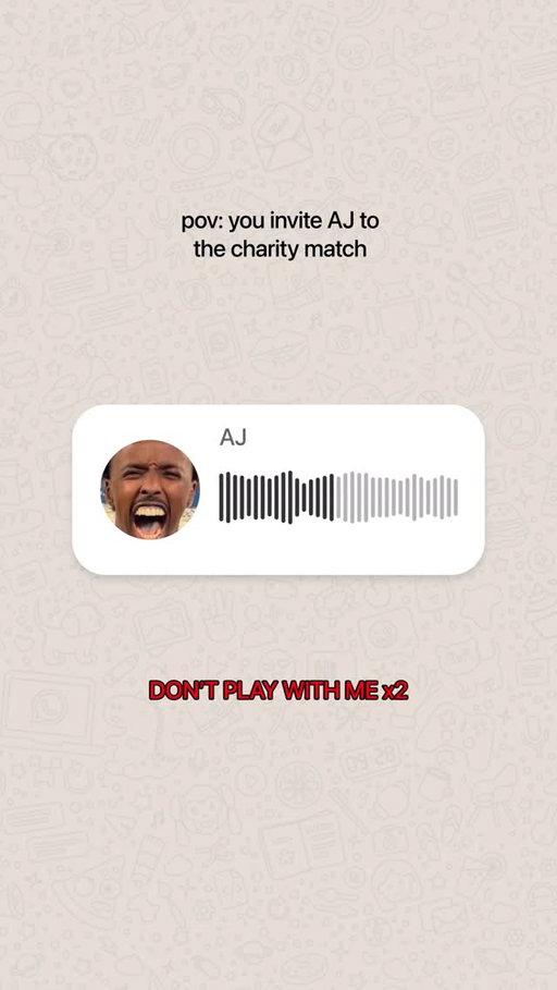 I think it’s about time we ramp up this rivalry a bit 🤨

Welcome to the Charity Match @ajshabeel and @niko