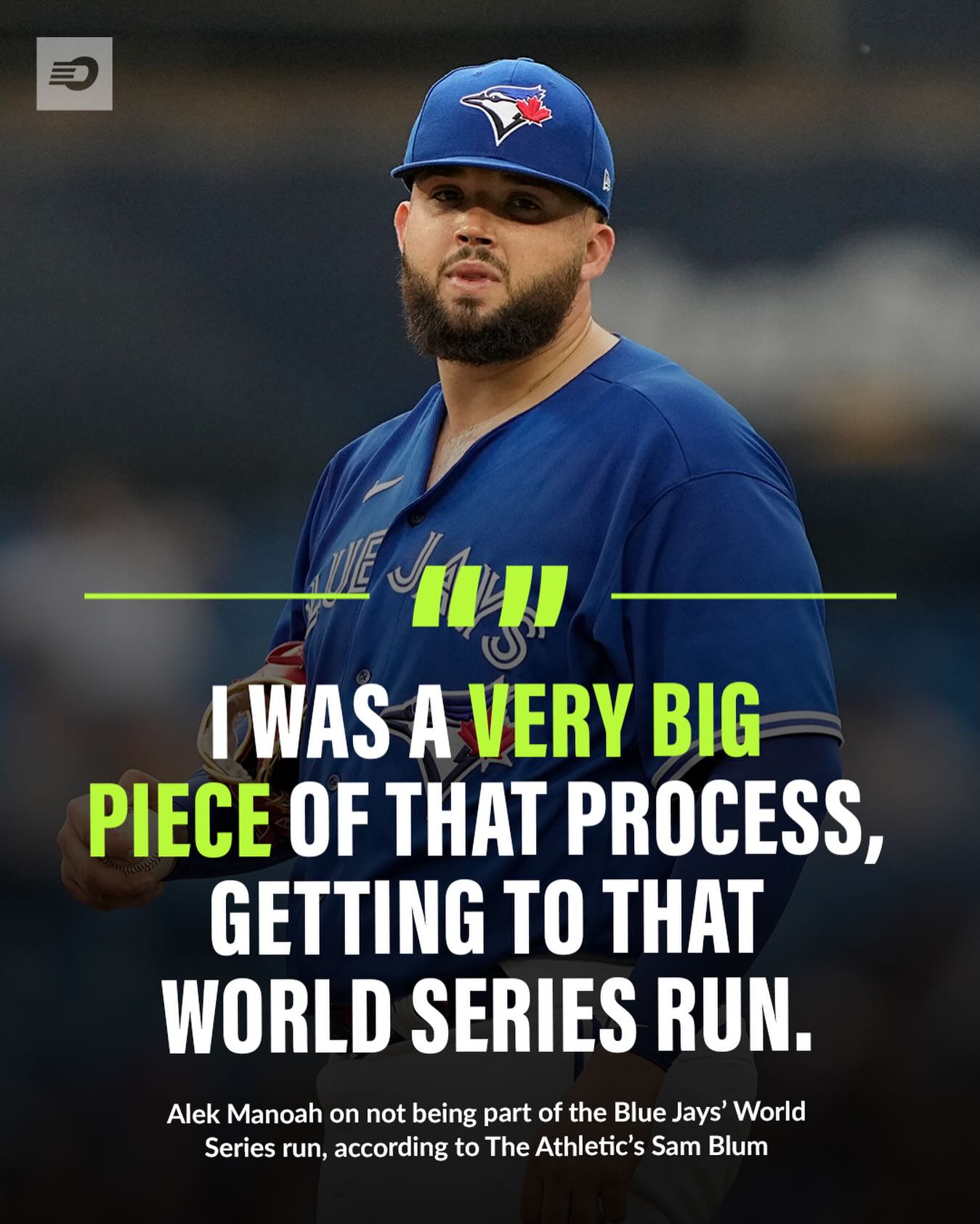 Alek Manoah may not have pitched in the World Series for the Blue Jays, but he believes he played a big part in the process 👀‼️

📸 John Sokolowski- Imagn Images 
#mlb #bluejays #toronto