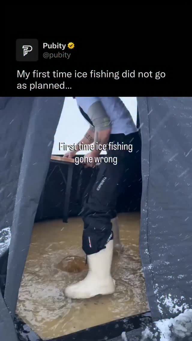 😭

Ice fishing has been practiced for thousands of years, with some of the earliest evidence dating back to Indigenous communities in North America and Scandinavia who relied on frozen lakes for winter survival. Modern ice anglers are supposed to test thickness before setting up, with a minimum of 4 inches of solid ice considered safe for walking. This guy clearly skipped that step and turned his fishing tent into an indoor swimming pool instead.

(Via @bast_sauna)

#fishing #viral