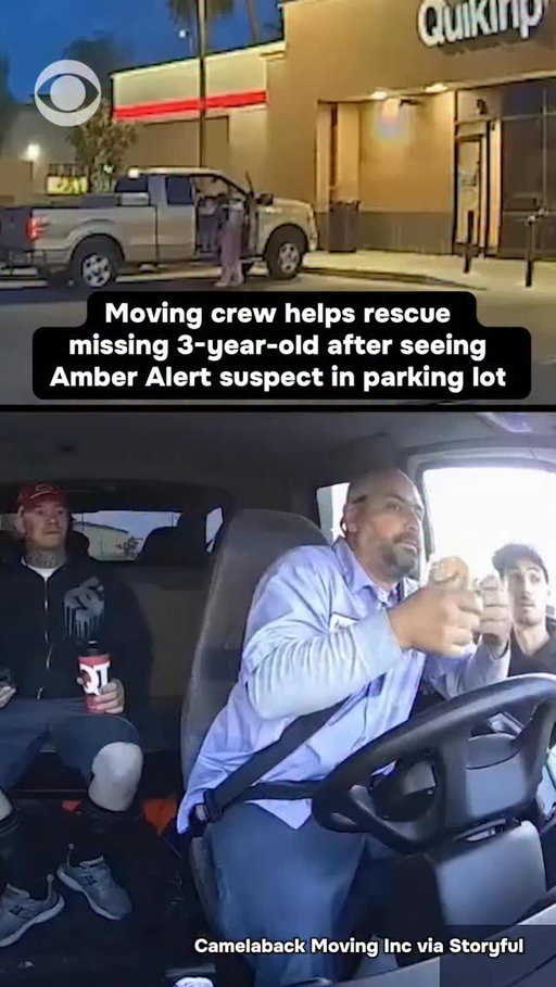 A quick-thinking crew of movers and a security guard helped save 3-year-old Kehlani Rogers in Arizona after spotting her being led by a woman matching her Amber Alert description. The movers blocked the suspected kidnapper with their vehicle and held their ground until police arrived, ensuring the little girl was reunited safely with her family. Police say the suspect is now in custody, and Kehlani was unharmed.