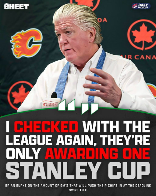 “I checked with the league again, they’re only awarding one Stanley Cup”

Brian Burke explains to Jeff Marek why the trade deadline and July 1st are when a lot of GM’s make crucial mistakes

#TheSheet