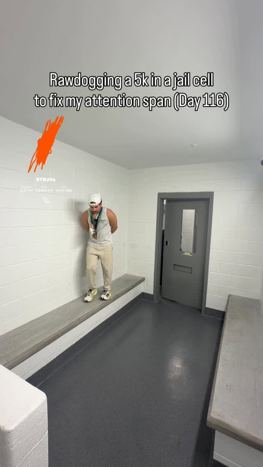 Rawdogging a 5k in a jail cell to fix my attention span (Day 116) #running #runner #comedy #5k #funny