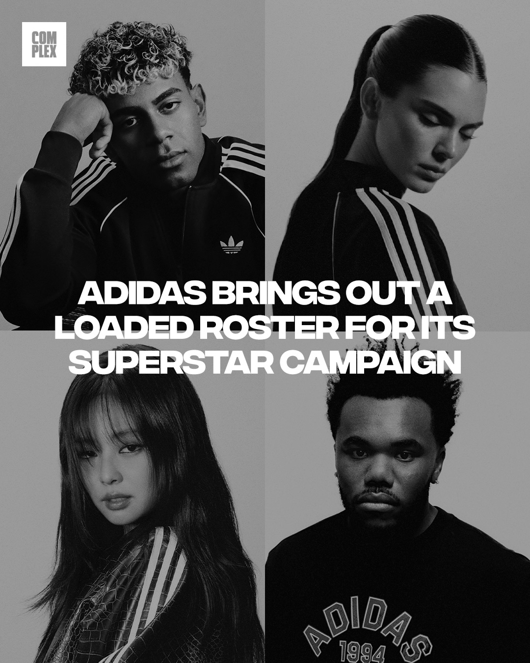 Adidas loads up its new Superstar campaign with a heavy lineup, fronted by Samuel L. Jackson and featuring Kendall Jenner, JENNIE, Lamine Yamal, Baby Keem, Olivia Dean, James Harden, and Tyshawn Jones 🔥