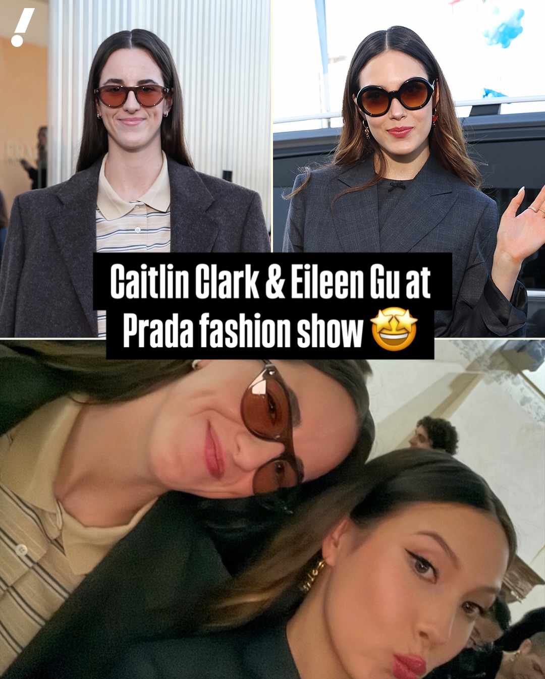 Caitlin Clark & Eileen Gu linked up at Prada’s fashion show in Milan 🔥