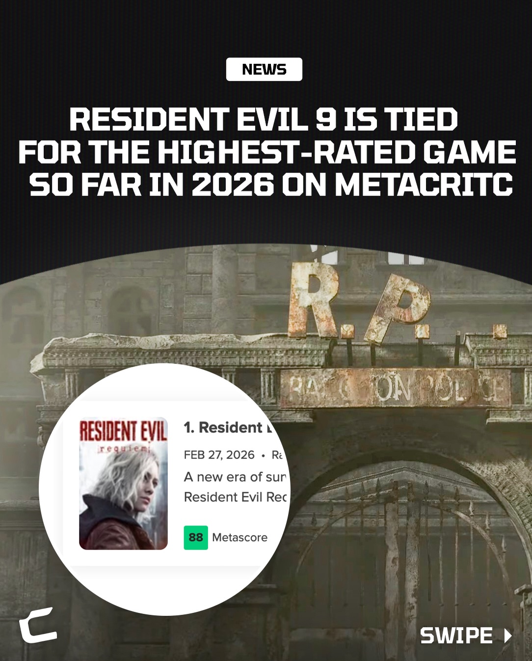 Resident Evil 9 is tied for the highest-rated game of 2026 so far on Metacritic‼️👀

The PS5 version of the game with 110 reviews has a score of 88, tied with Mewgenics.