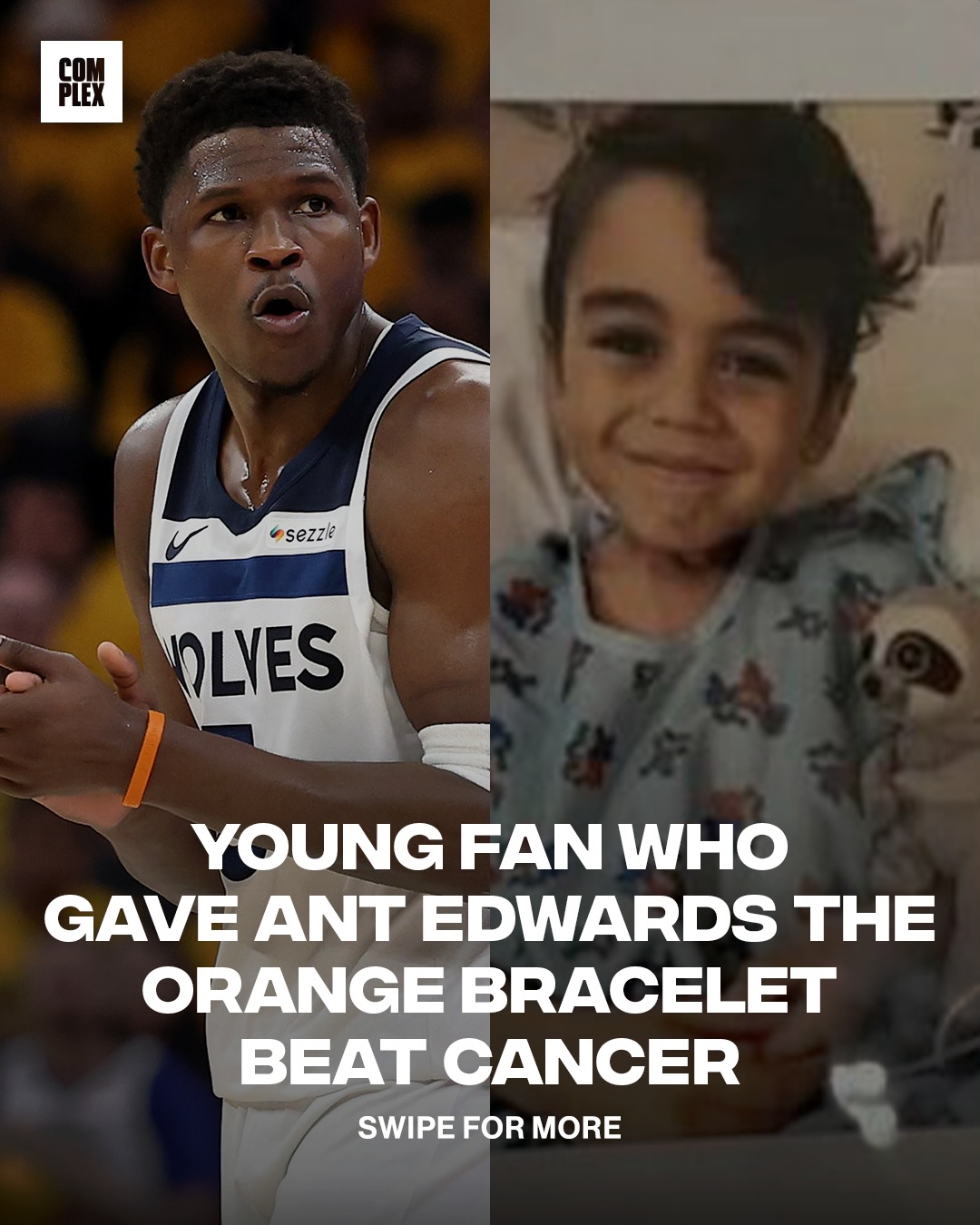 Luca, the young fan who got to meet Anthony Edwards and give him the orange bracelet he wears in games, has beaten cancer 🥹❤️

(via: @_laceyranae_)
