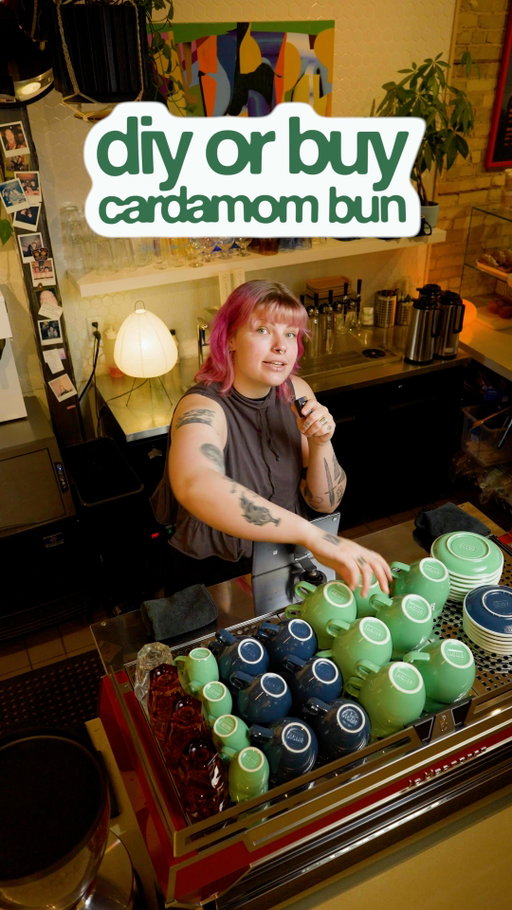 this is actually $7, but if you still want to make it at home, here’s the official Little Joy Coffee Cardamom Bun Syrup Recipe

2 cups brown sugar
1 cup warm water
1 stick unsalted butter
50g cardamom pods (lightly crushed in a mortar and pestle. Fair warning, this might be boarder line too much cardamom. Use less if all you have is cardamom powder)
Pinch of salt

Brown the butter over medium high heat, until it has turned an amber color and smells nutty but not burnt. Make sure to stir often to avoid burning the milk solids. A few brown flecks is ok, but if they’re turning black, you’ve gone too far.

Remove from heat and stir in sugar, cardamom, and salt. Place back on medium heat and slowly add your warm water. Simmer gently for 10-15 minutes.

Transfer to a container and cool in the fridge until the butter separates and solidifies on top. Remove the solid butter, strain, and you’re good to go.

The syrup will still taste buttery even though we’re removing it from our finished syrup.