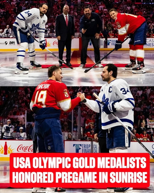 A few thank you’s to give right now!

Thank you to all of south FLA for the welcome back tonight! Very special for myself, Auston, Teddy and Bill 🇺🇸. We felt your support across the Atlantic but nothing like being back on home soil!

And then a very special Thank You to all of the 🇺🇸 military! This was for all of you! Thank you for doing everything that you do so that we can play the game that we love! Our Olympic Team 🇺🇸 talked daily about playing our hearts out for the military and all first responders!