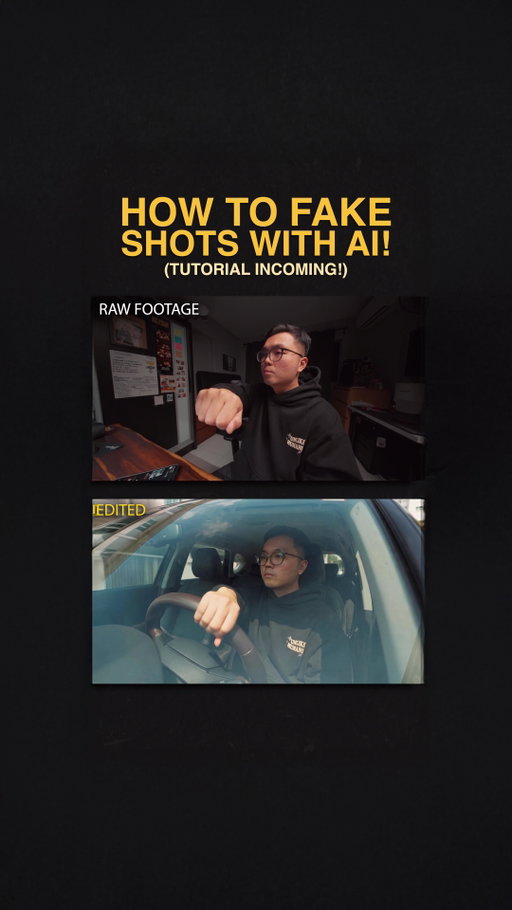 This is How To Fake Shots With AI Without Leaving Your Bedroom!

Comment the word “BANANA” 🍌 to get all the prompts!!!

Here’s how you do it 👇

1️⃣ Film yourself pretending to drive.
Yes it looks stupid. But it works.

2️⃣ Screenshot the first frame of your video.

3️⃣ Head to Higgsfield.ai → Create → Nano Banana Pro.
Upload your screenshot.

4️⃣ Paste in the first prompt.
Comment “BANANA” and I’ll send you everything you need for free.

5️⃣ Hit generate.
Now you have a realistic shot of you inside a car.
Download the image.

6️⃣ Go back to Create → Videos → Create Video.
Change the model to Kling 3.0 Omni Edit.

7️⃣ Upload your original video.
Upload the newly generated car image as the reference.

8️⃣ Paste in the second prompt and hit generate.

Voila!
You just faked a car scene without ever leaving your bedroom.

Like and follow for more! @higgsfield.ai 

#filmmaking #editing #videography #tutorial #higgsfield