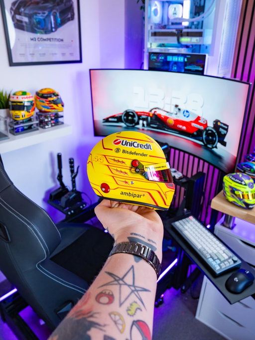 New helmet for the collection 😏

Those who’ve seen my studio will know that it’s littered with @lewishamilton helmets and with the switch to @scuderiaferrari last year we needed a new one ready for the new season 💪🏻

Loving the return to the bright yellow and how clean this looks in the studio 🏁

#setupinspiration #desksetup #racingsim #formulaone #lewishamilton