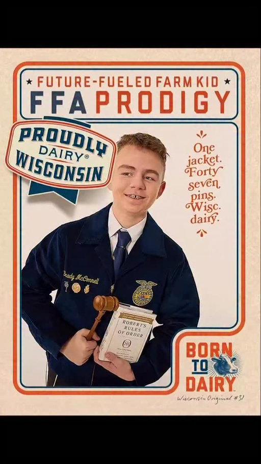Meet the Future-Fueled Farm Kid. He’s the FFA Prodigy.

Some students juggle homework and sports. The FFA Prodigy juggles livestock judging, chapter officer duties, and a full roster of ag classes.

Support your local Wisconsin Originals by looking for the Proudly Wisconsin badge. Drink milk. Eat cheese. Load up on butter and ice cream!

Meet more Wisconsin Originals who were Born to Dairy at www.BornToDairy.com 

#BornToDairy #BeLikeAFarmer #AmericasDairyland