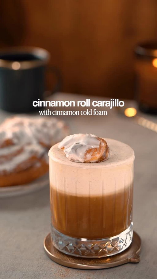 A top 5 treat meets a top 5 cocktail… the result is exactly what you’d expect 🤤😍 possibly my new favorite right now!

🥃 CINNAMON ROLL CARAJILLO 🥃
- 1oz tequila reposado 
- 1oz Licor 43
- 1.5oz espresso 
- 1/4oz brown sugar syrup
- 1-2oz cinnamon cold foam **

** CINNAMON COLD FOAM 
- 2oz heavy cream 
- 1/4 oz cinnamon syrup
- 1/4 tsp ground cinnamon 
- 1/4 tsp vanilla extract 
- Froth for 20-30 seconds

In a cocktail shaker, combine tequila, Licor 43, fresh espresso and brown sugar syrup. Add ice and shake well. Strain into a glass over ice and top with cinnamon cold foam. 

21+ to enjoy 🍸

#carajillo #coldfoam #cocktails #cinnamonrolls