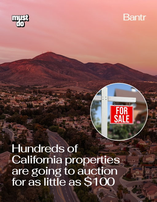 California real estate just went to auction.

San Diego County is putting 686 tax-defaulted properties up for online sale March 13–18, with some starting bids as low as $100.

The list includes 550 timeshares, 70 improved properties and 66 unimproved parcels. To participate, bidders must register by March 5, submit a $1,000 refundable deposit and pay a $35 processing fee.

If every property sells at minimum bid, the county could generate more than $18 million in tax revenue.

All sales are final, and current owners still have until March 12 at 5 p.m. to pay what they owe and pull their property from the auction.

So yes, you technically could bid on California property next month. Just read the fine print first.

You can find all the bidding info at the SDTTC website.

By the way, we have a weekly newsletter with what’s worth knowing about. One newsletter. Once a week. Link in bio.

Media via Shutterstock 

#bantrbusiness #californiarealestate #california