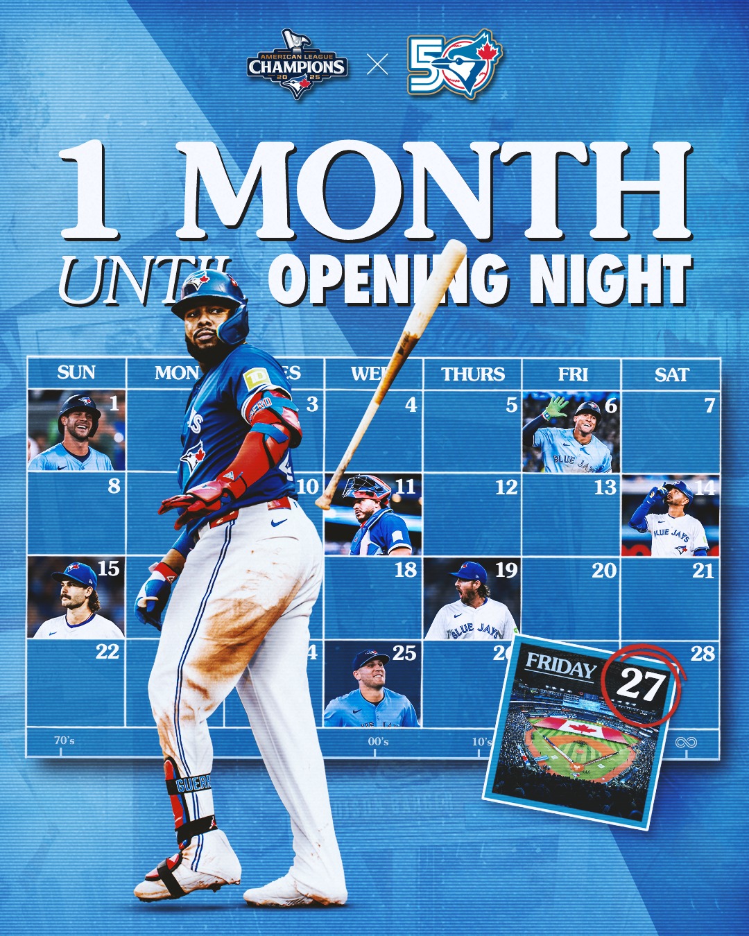 ONE. MONTH. AWAY. 
Who's ready for Blue Jays baseball?