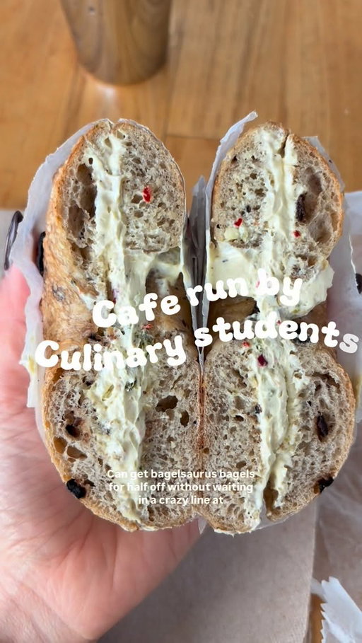 I’ve been keeping this spot a secret but I can’t hide it anymore! @cscacafe is serving up bagelsaurus bagels without the line, scratch made pastries and specialty desserts from the culinary school across the street that is renowned for 50 years. Plus if you get lucky, you can score 50% off bagelsaurus bagels!!!