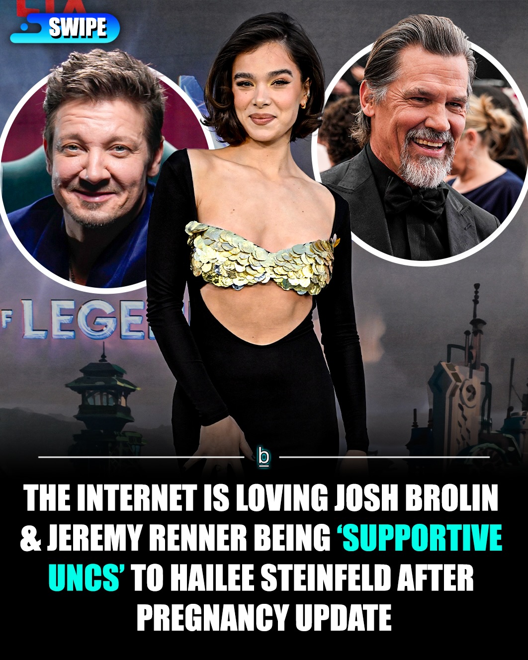 Oscar nominated actress Hailee Steinfeld latest update on her pregnancy with husband Josh Allen drew support from some familiar names, including former co-stars Jeremy Renner and Josh Brolin. 😎

Steinfeld has starred with Renner and Brolin in Hawkeye and True Grit, respectively.

Earlier this week, actress and pop star Hailee Steinfeld shared a new pregnancy update on Instagram after announcing in early December 2025 that she’s expecting her first child with husband and Josh Allen, the quarterback of the Buffalo Bills. 🏈

Based on the photo, Steinfeld appears to be in her third trimester and looks as though she is due to give birth any week now.

On the post, fellow Oscar nominee Renner commented, 

💬 - “I’m so happy for you two !!” The congratulatory message quickly racked up more than 10,000 likes on her post.

Josh Brolin, yet another Oscar-nominated actor who appeared with Steinfeld in 2010’s True Grit, also left a lengthy congratulatory message.

💬 - “👏👏👏👏👏👏❤️ congratulations, Hailee! I remember you as a little kid, Matt and I having to pay you for our dirty cursing, like it was yesterday. Wow. Life continues to move forward no matter. Beautiful,” Brolin wrote.

The comments section soon filled with fans reacting to the interaction, with screenshots of Renner and Brolin’s messages circulating across social media. 😂

Other famous names in Steinfeld’s comment section include models Alessandra Ambrosio and Karlie Kloss, Matthew Stafford’s wife Kelly, Christian McCaffrey’s wife and model Olivia Culpo, and more.

Steinfeld most recently starred in Ryan Coogler’s Sinners, which looks poised to rack up a ton of awards at the Oscars next month, including potentially Best Picture. 🏆

At this time, Steinfeld is attached to just two future projects: the third and seemingly final Spider-Verse film (Spider-Man: Beyond the Spider-Verse, releasing next year), and the rom-com Winter Games alongside Miles Teller.

#movies #nfl #guys #dudes #men