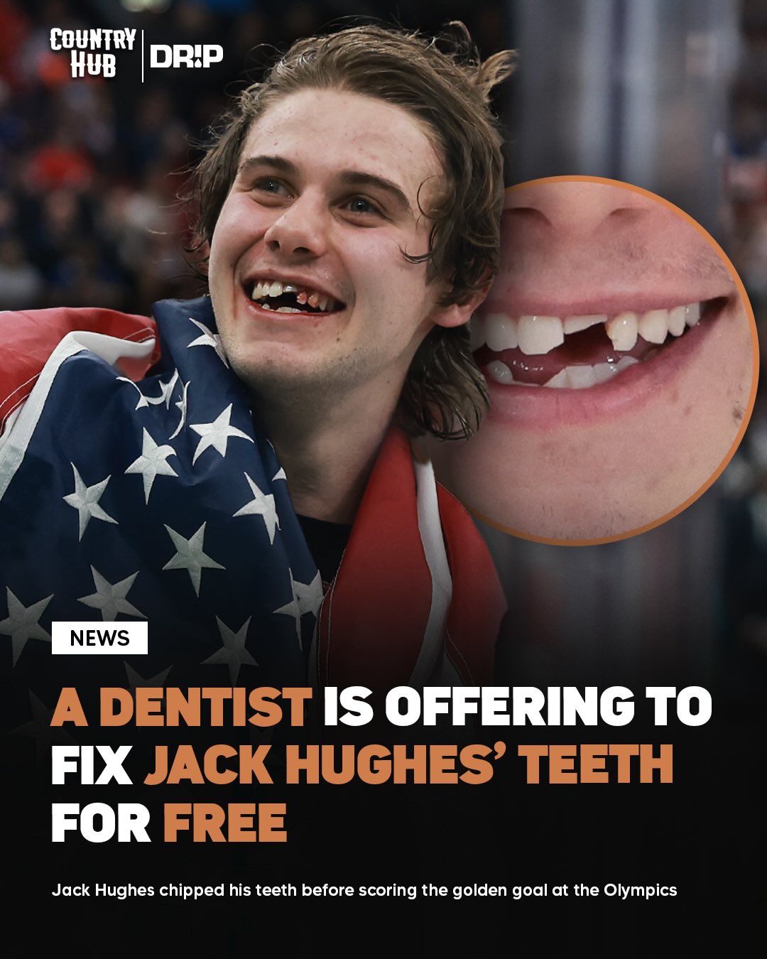 A dentist, Dr. Parker Mitchell, is offering to fix Jack Hughes’ teeth for free ‼️🦷

Hughes chipped his teeth before scoring the game-winning goal for Team USA at the Olympics 🇺🇸🥇

Thoughts⁉️