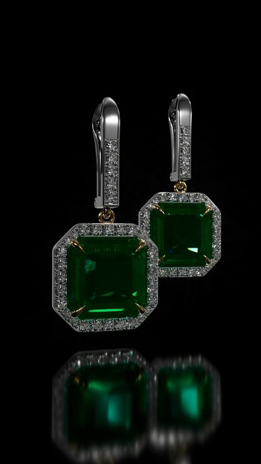 These mesmerizing drop earrings showcase 7.02 carats of radiant emeralds cradled by round, brilliant-cut diamonds and suspended from diamond-studded bales. Set in 18k white and yellow gold.

#HumbertownJewellers #Toronto #luxury