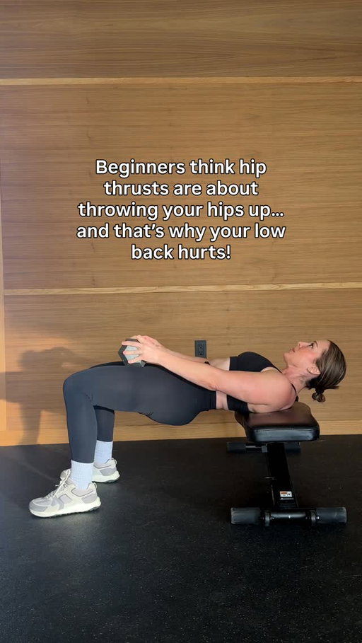The simple hip thrust cue that actually makes your glutes work instead of your low back. 

Our Glute Builder Challenge starts Monday. Don’t miss the pre-sale (25% off!!). Comment BUILDER or go to link in bio! 

—6 weeks progressive strength training 
—$100k in prizes 
—daily check ins from me, and your community 

Yes, it will be in SLAM and Menovation late April, but if you are looking for some extra accountability and community to motivate you…do the challenge with us. 

Plus, you own it for life. In addition to the workouts, you have access to some life-changing core basics lessons, nutrition, tips, and other really helpful information to help you heal and get strong.

—

We are doing a fair amount of hip thrust in the six week cycle so let’s talk about them! 

One of the most common mistakes I see is people over extend at the top and their head goes back. 

Instead, think about bringing your chin to your belt, buckle, and your belt buckle to your chin. This will cue you to do more of a scoop than just a lift. And for a lot of women, this is the key to much better glute activation. 

#gluteworkout #fittips #momswholift