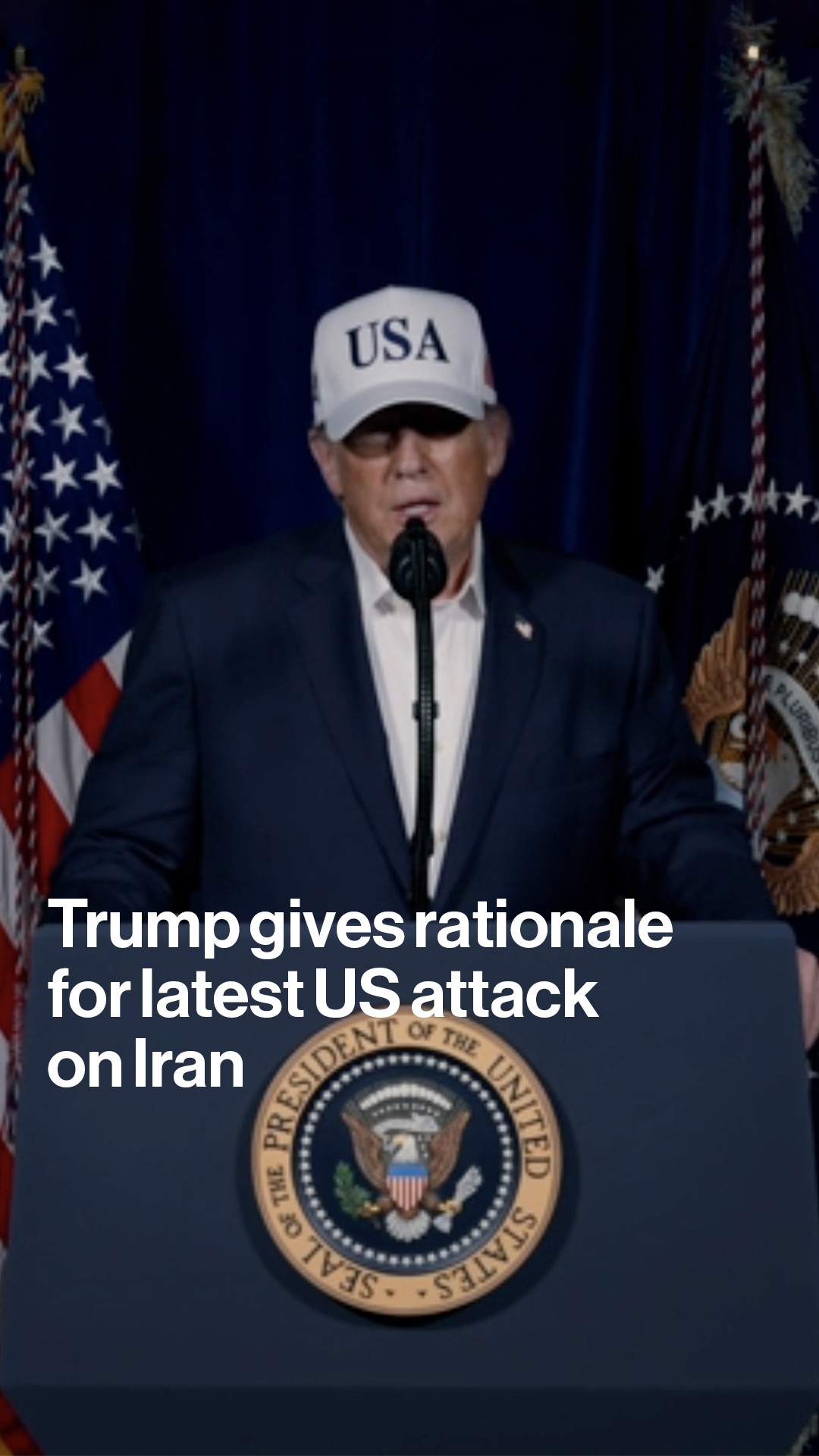 President Donald Trump made his case for the latest US attack on Iran in a video posted early Saturday morning on his Truth Social platform. “Our objective is to defend the American people by eliminating imminent threats from the Iranian regime, a vicious group of very hard, terrible people,” Trump said, wearing a white baseball cap with a “USA” logo.

Tap the link in bio to read the latest.