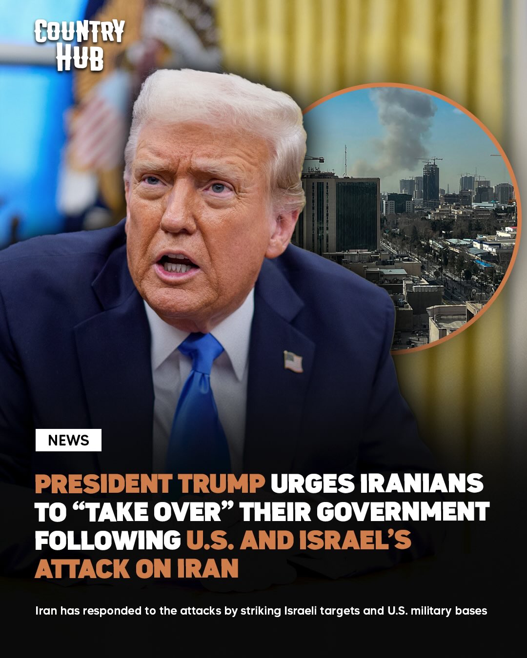 President Trump urges Iranians to “take over” their government following U.S. and Israel’s attack on Iran

“When we are finished, take over your government. It will be yours to take.”

Iran responded to the attacks by striking Israeli targets and U.S. military bases in the Middle East