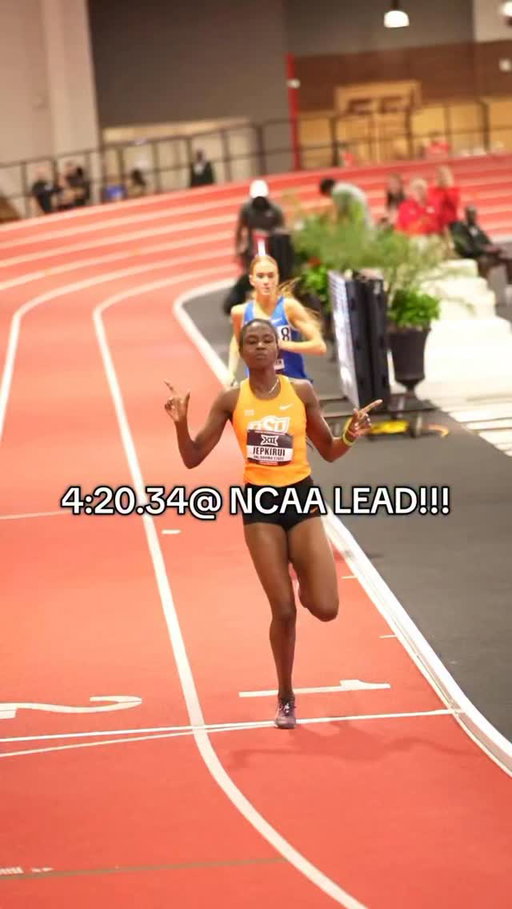 Another look at your NEW collegiate leader in the women’s mile! 🤠💥

NOTE: Billah Jepkirui’s finishing time of 4:23.40 is expected to receive an altitude conversion, giving her a new mile mark of 4:20.34.