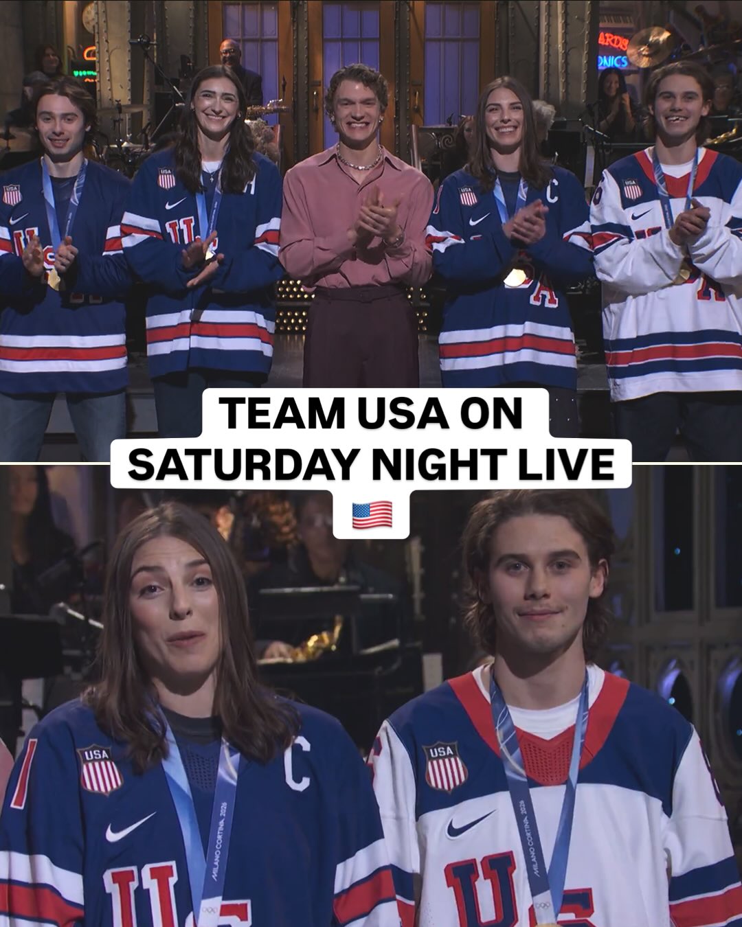 Megan Keller, Hilary Knight and Jack and Quinn Hughes made an appearance on Saturday Night Live with Heated Rivalry star Connor Storrie 🥇👏