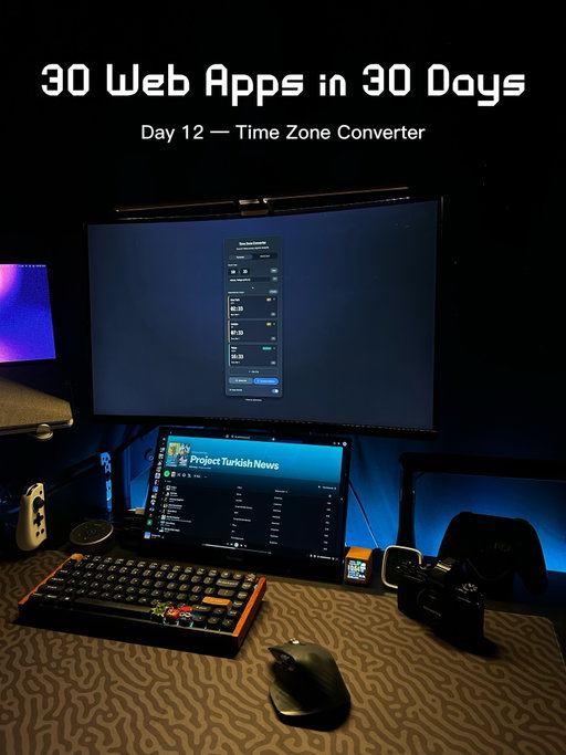 Comment TIME 👇

Day 12/30 — Time Zone Converter 
Part of my 30 Web Apps in 30 Days series.

Convert times across 300+ cities instantly. 
See working hours, time differences, and day changes. 
Generate shareable links or copy meeting-ready schedules.

Fully client-side. No signup.