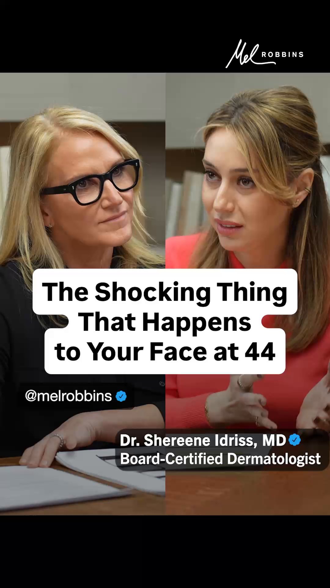 If you look in the mirror and don’t recognize yourself, you’re not crazy - something has changed.

Aging is a beautiful, natural part of life. And as I’ve gotten older, I’ve learned to embrace the changes.

But when your face starts to shift, it can still feel scary. And it’s normal to go down the rabbit hole and blame yourself:

I should’ve worn SPF sooner…
I did something wrong…
I could’ve prevented this…

So I want to equip you with the science - because your face changing isn’t failure. It’s normal. It’s natural. It’s biology.

According to one of the most trusted board-certified dermatologists, Dr. Shereene Idriss (@shereeneidriss), there are two scientifically proven ages when cellular aging accelerates. And knowing them helps you understand what you’re seeing in the mirror - and stop blaming yourself for it.

Comment 'SKIN' and I’ll DM you a link to the full episode.

And in Dr. Idriss’s 17+ years of clinical practice, she’s also seen four major “peaks” where people notice big shifts.
One of the biggest? Your mid-40s. Your physiology changes. Hormones fluctuate. Collagen declines more aggressively. Cellular repair slows. And the pace of visible aging can change fast.

When you understand what’s happening, you stop panicking - and you start being proactive… and a whole lot kinder to yourself.

In this episode, Dr. Idriss breaks down the science, answers your biggest questions, and shares three specific steps that make skincare simple and doable.

🎧 “#1 Dermatologist: The Ultimate Skincare Routine for Amazing Skin.”

Tune in now on Spotify, Apple Podcasts, or YouTube - search “The Mel Robbins Podcast - Dermatologist.”