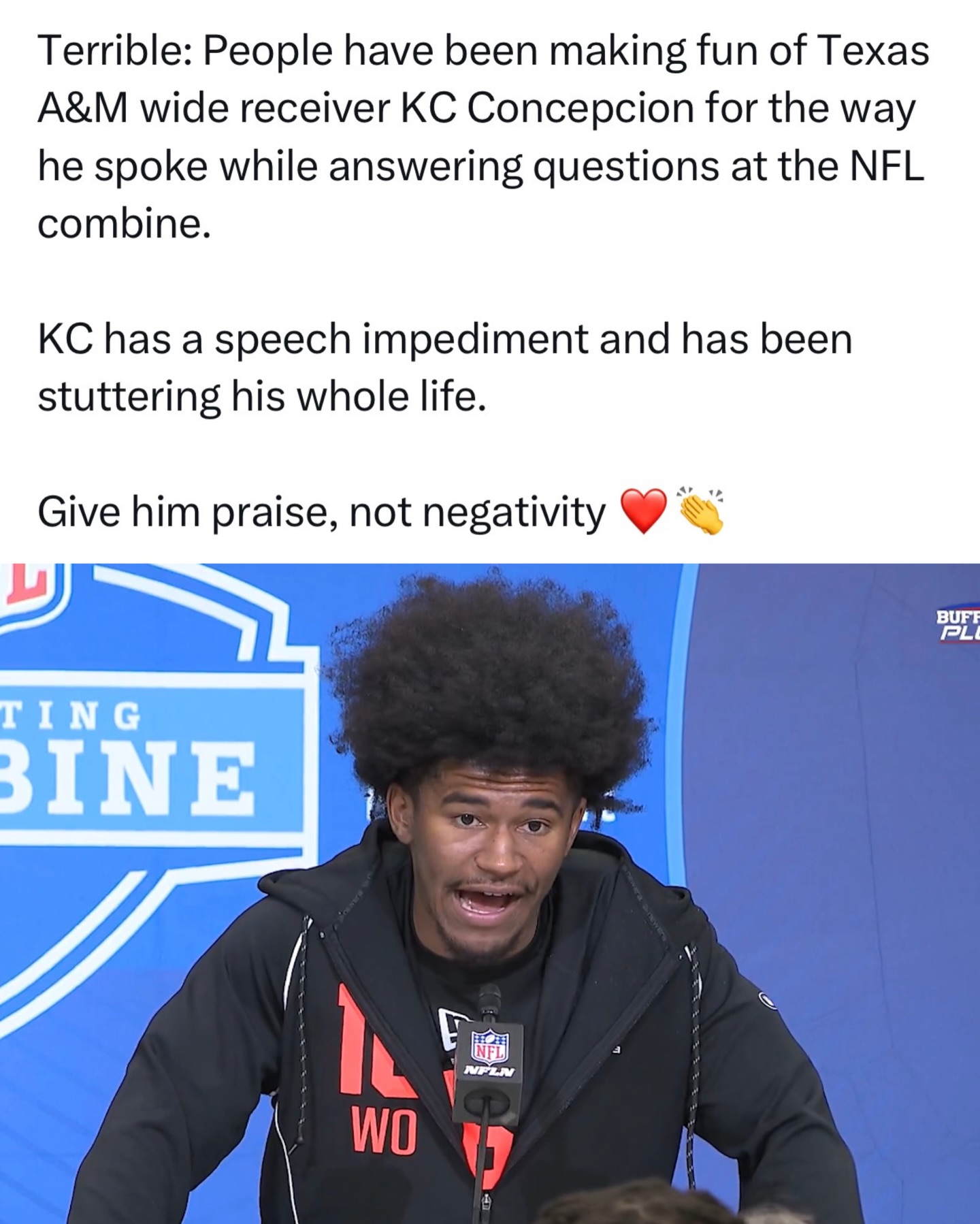 he’s at the NFL combine, the ones who made fun of him are sitting at their computers… he’s already won 💯

(@buffaloplus_, @nfl_dovkleiman/x, @danfetes)